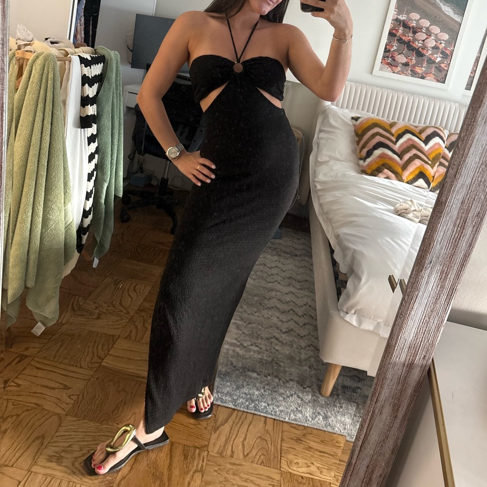 Revolve Fore Black Halter Dress
